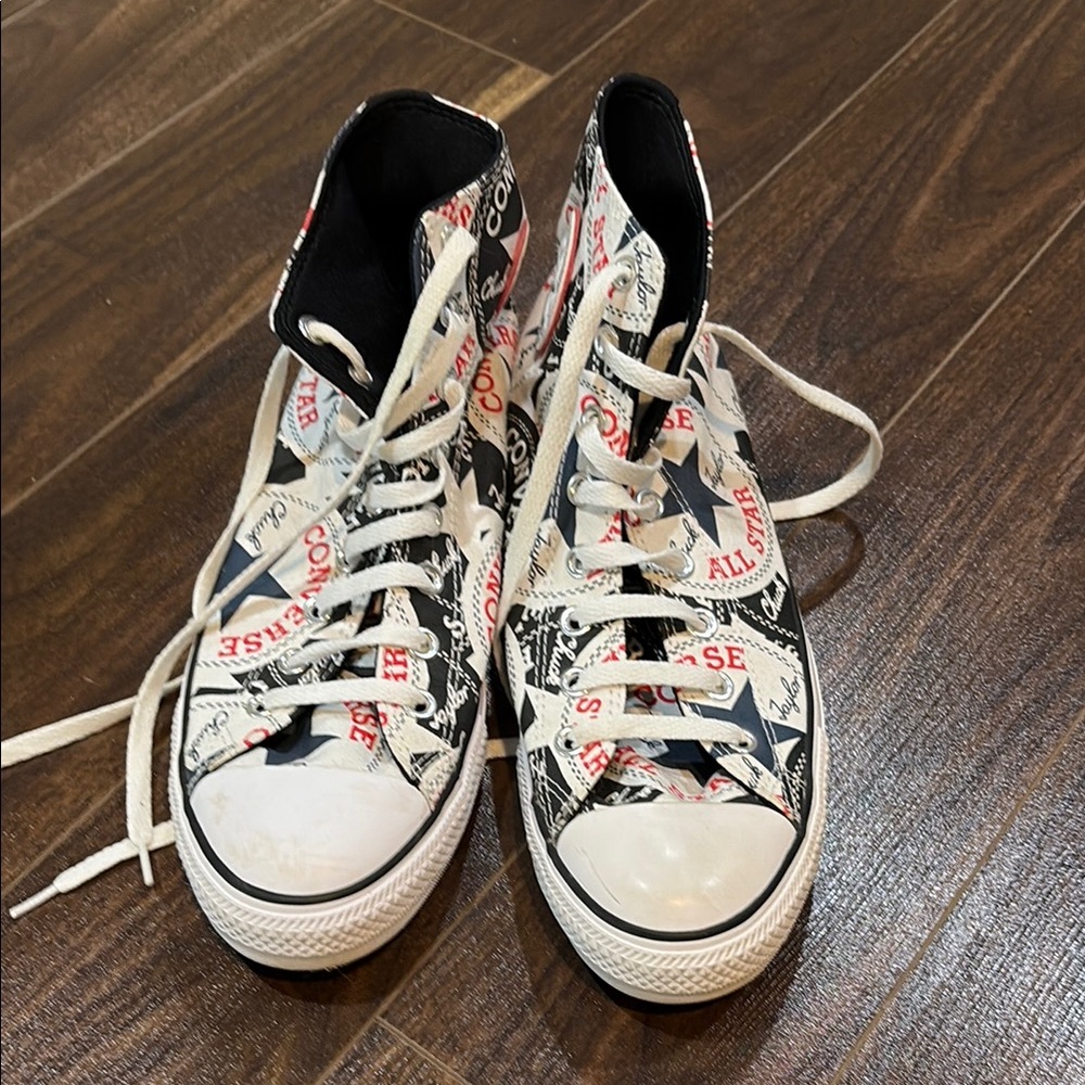 Converse High-Top Sneakers with Red and Black Print